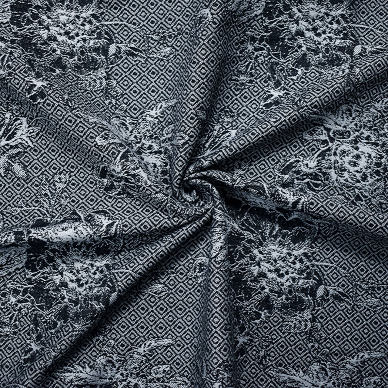 Black-Gray Rayon Blend Floral Bengaline Jacquard Woven Fabric By the Yard